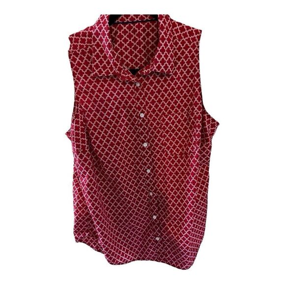 St John’s bay red sleevless button down no tag p2p 20 - Picture 1 of 11